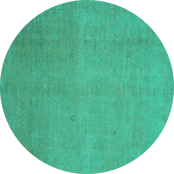Round Abstract Turquoise Modern Rug, abs2718turq