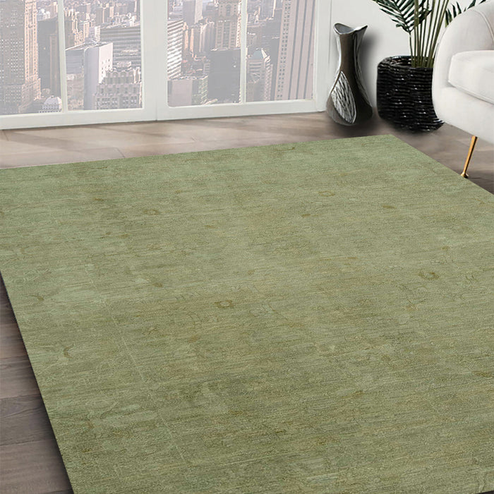 Machine Washable Abstract Brass Green Rug in a Family Room, wshabs2718