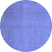 Round Abstract Blue Modern Rug, abs2718blu