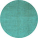 Round Machine Washable Abstract Light Blue Modern Rug, wshabs2718lblu