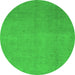 Round Machine Washable Abstract Green Modern Area Rugs, wshabs2718grn