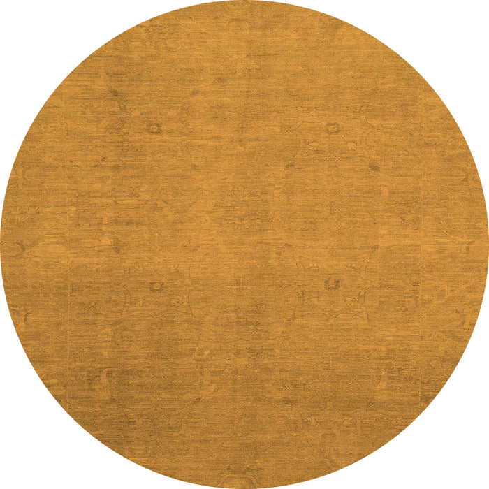 Round Machine Washable Abstract Orange Modern Area Rugs, wshabs2718org