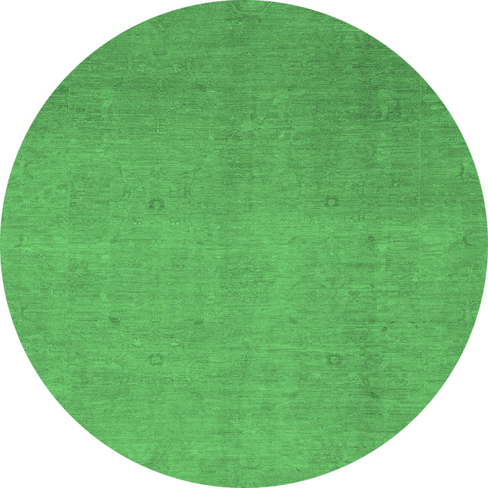 Round Abstract Emerald Green Modern Rug, abs2718emgrn