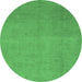 Round Abstract Emerald Green Modern Rug, abs2718emgrn