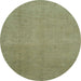 Round Machine Washable Abstract Brass Green Rug, wshabs2718