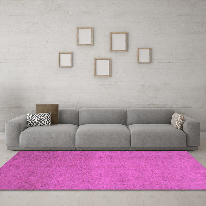 Machine Washable Abstract Pink Modern Rug in a Living Room, wshabs2718pnk
