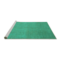 Sideview of Machine Washable Abstract Turquoise Modern Area Rugs, wshabs2718turq