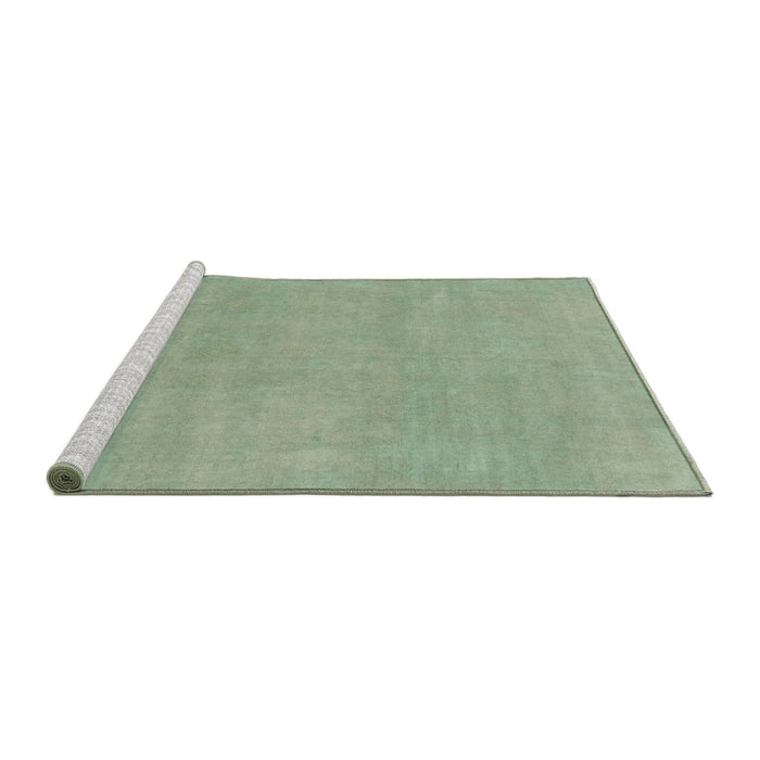Sideview of Machine Washable Abstract Green Rug, wshabs2719