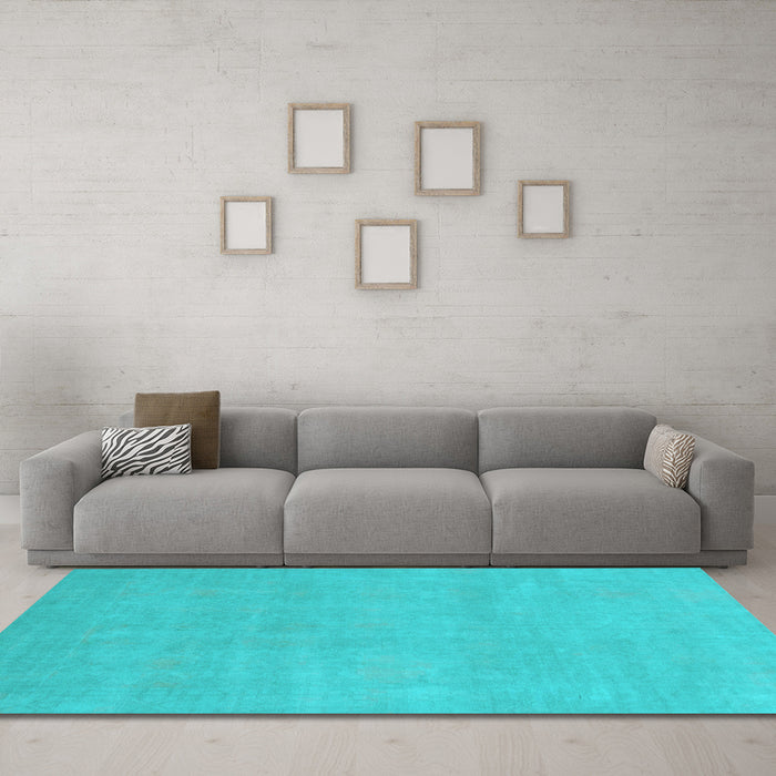 Machine Washable Oriental Light Blue Modern Rug in a Living Room, wshabs2719lblu