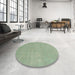 Round Machine Washable Abstract Green Rug in a Office, wshabs2719