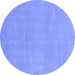 Round Oriental Blue Modern Rug, abs2719blu