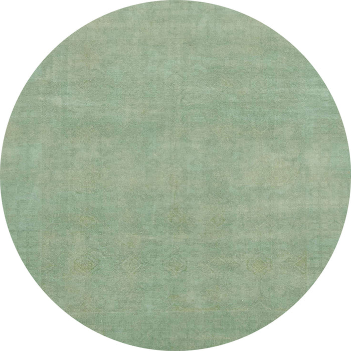 Round Machine Washable Abstract Green Rug, wshabs2719