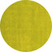 Round Machine Washable Oriental Yellow Modern Rug, wshabs2719yw