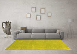 Machine Washable Oriental Yellow Modern Rug in a Living Room, wshabs2719yw
