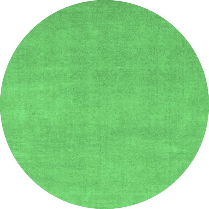 Round Machine Washable Oriental Emerald Green Modern Area Rugs, wshabs2719emgrn