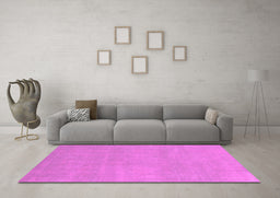 Machine Washable Oriental Pink Modern Rug in a Living Room, wshabs2719pnk