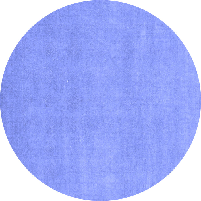 Round Machine Washable Oriental Blue Modern Rug, wshabs2719blu