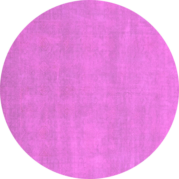 Round Machine Washable Oriental Pink Modern Rug, wshabs2719pnk