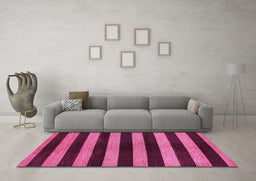 Machine Washable Oriental Pink Modern Rug in a Living Room, wshabs271pnk