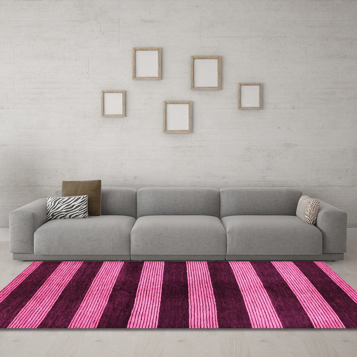 Machine Washable Oriental Pink Modern Rug in a Living Room, wshabs271pnk