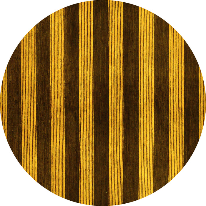 Round Machine Washable Oriental Yellow Modern Rug, wshabs271yw