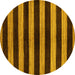 Round Machine Washable Oriental Yellow Modern Rug, wshabs271yw