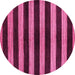 Round Machine Washable Oriental Pink Modern Rug, wshabs271pnk