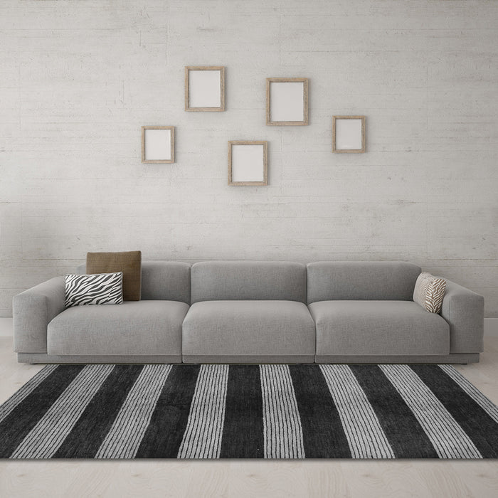 Machine Washable Oriental Gray Modern Rug in a Living Room,, wshabs271gry