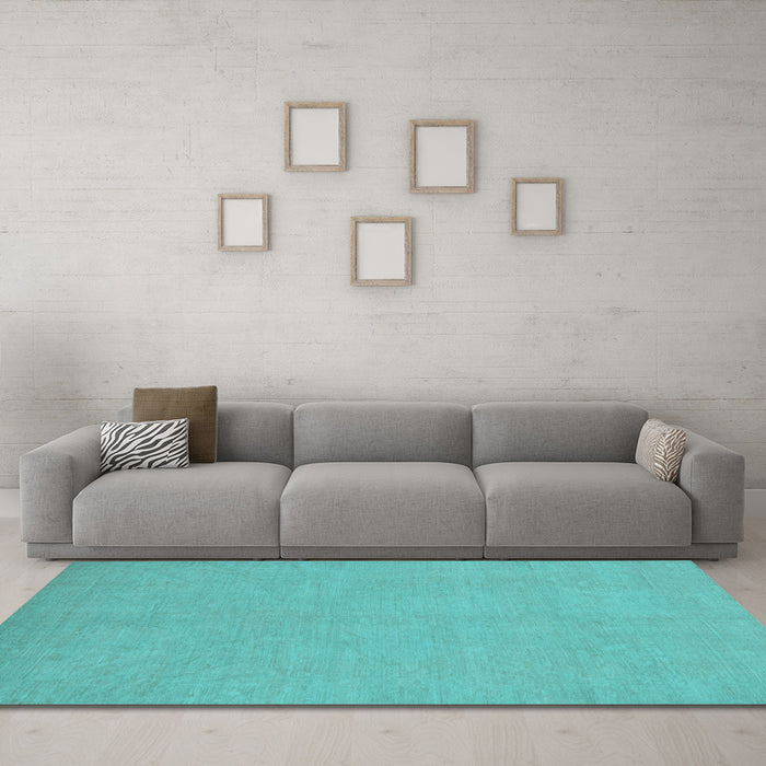 Machine Washable Oriental Light Blue Modern Rug in a Living Room, wshabs2720lblu
