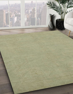 Abstract Olive Green Oriental Rug in Family Room, abs2720