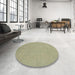 Round Machine Washable Abstract Olive Green Rug in a Office, wshabs2720