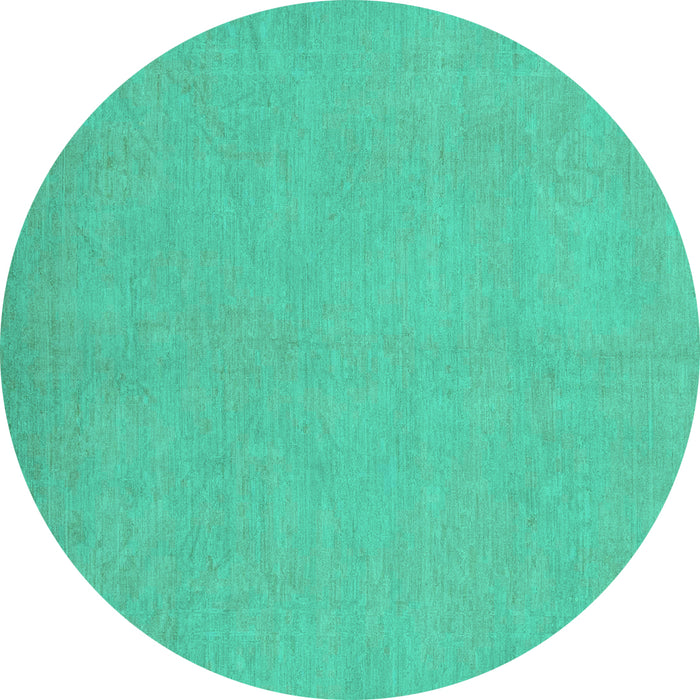 Round Oriental Turquoise Modern Rug, abs2720turq