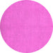 Round Machine Washable Oriental Pink Modern Rug, wshabs2720pnk