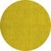 Round Oriental Yellow Modern Rug, abs2720yw