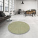 Round Abstract Olive Green Oriental Rug in a Office, abs2720