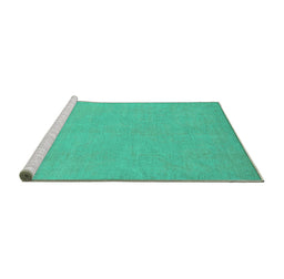 Sideview of Machine Washable Oriental Turquoise Modern Area Rugs, wshabs2720turq