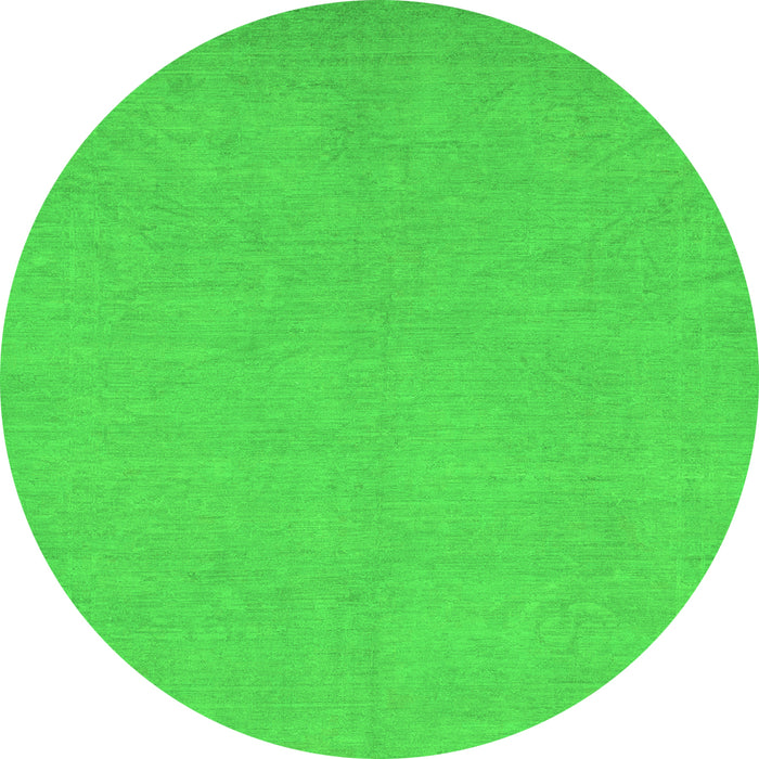 Round Machine Washable Oriental Green Modern Area Rugs, wshabs2720grn
