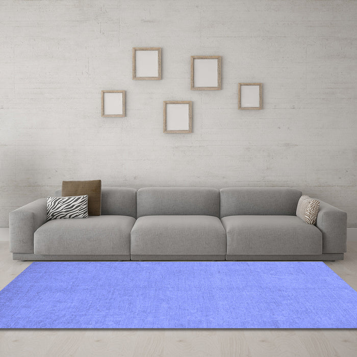 Machine Washable Oriental Blue Modern Rug in a Living Room, wshabs2720blu