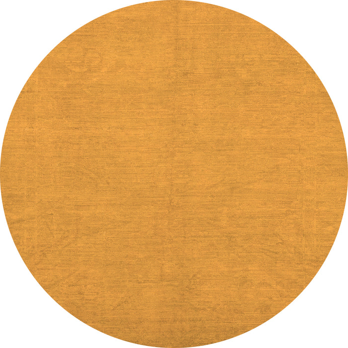 Round Machine Washable Oriental Orange Modern Area Rugs, wshabs2720org