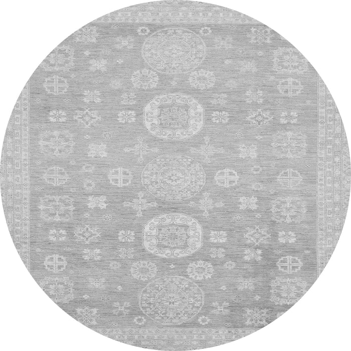 Round Machine Washable Oriental Gray Modern Rug, wshabs2721gry