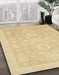 Abstract Mustard Yellow Oriental Rug in Family Room, abs2721