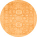 Round Machine Washable Oriental Orange Modern Area Rugs, wshabs2721org