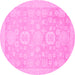 Round Oriental Pink Modern Rug, abs2721pnk