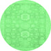 Round Oriental Emerald Green Modern Rug, abs2721emgrn