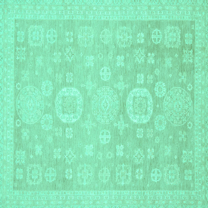 Square Machine Washable Oriental Turquoise Modern Area Rugs, wshabs2721turq
