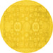 Round Oriental Yellow Modern Rug, abs2721yw