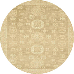Round Abstract Mustard Yellow Oriental Rug, abs2721
