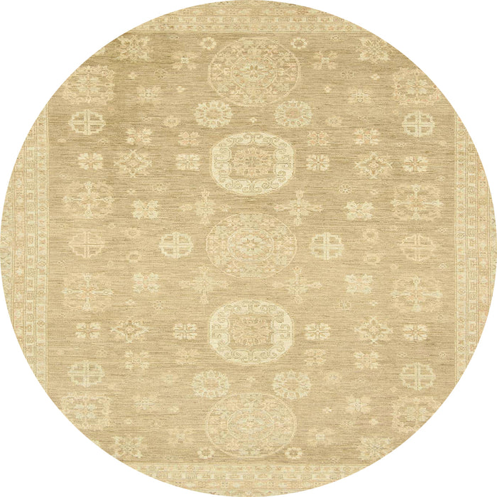 Round Abstract Mustard Yellow Oriental Rug, abs2721