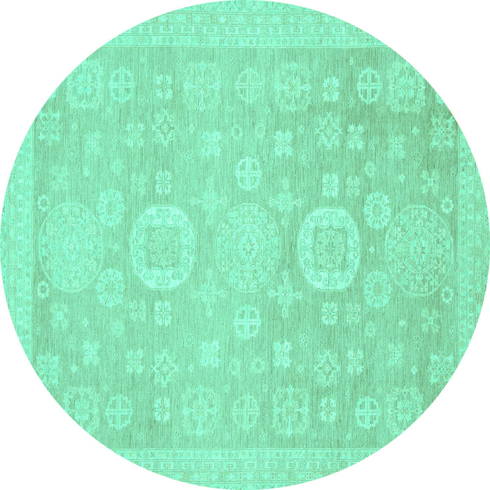 Round Oriental Turquoise Modern Rug, abs2721turq