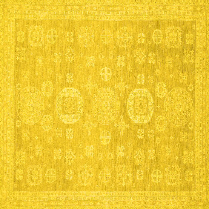 Square Machine Washable Oriental Yellow Modern Rug, wshabs2721yw